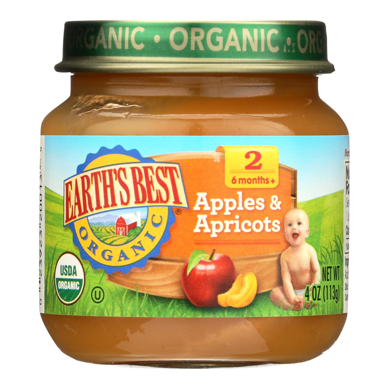 Earth'S Best, Earth's Best - Stage 2 Apple Arpicot- Case of 10-4 OZ (Pack of 10)