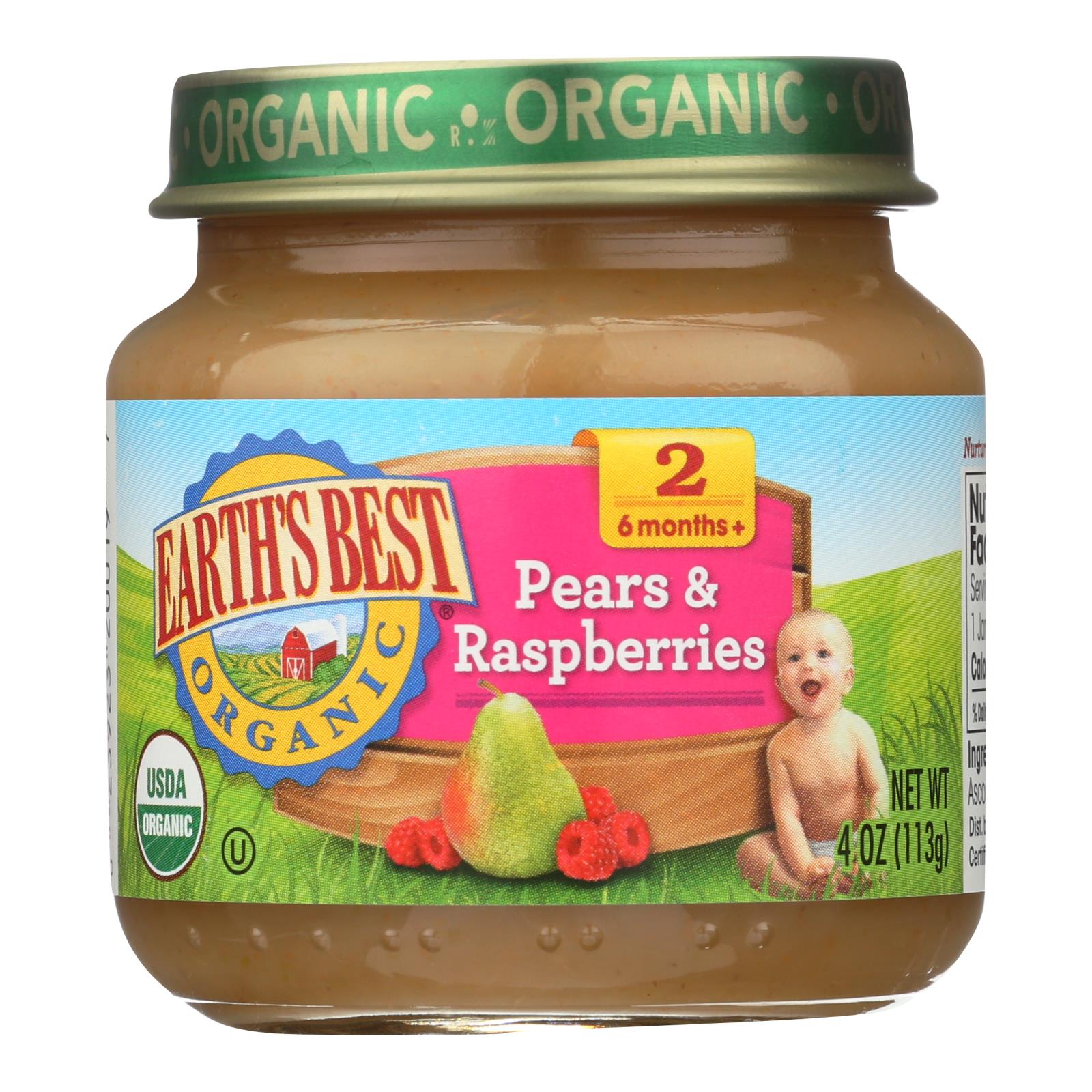 Earth'S Best, Earth's Best - Stage 2 Pears & Raspbry - Case of 10-4 OZ (Pack of 10)