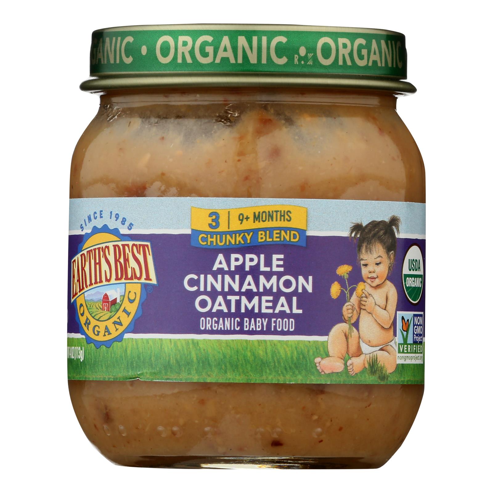 Earth'S Best, Earth's Best - Stage 3 Apple Cinnamon Oatmeal - Case of 10-4 OZ (Pack of 10)