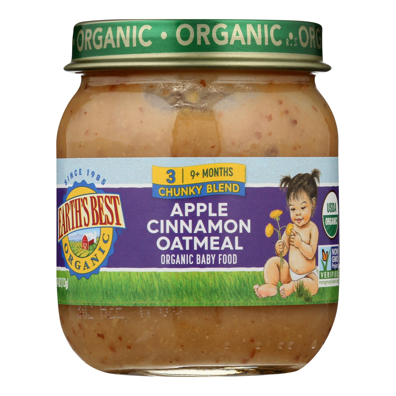 Earth'S Best, Earth's Best - Stage 3 Apple Cinnamon Oatmeal - Case of 10-4 OZ (Pack of 10)