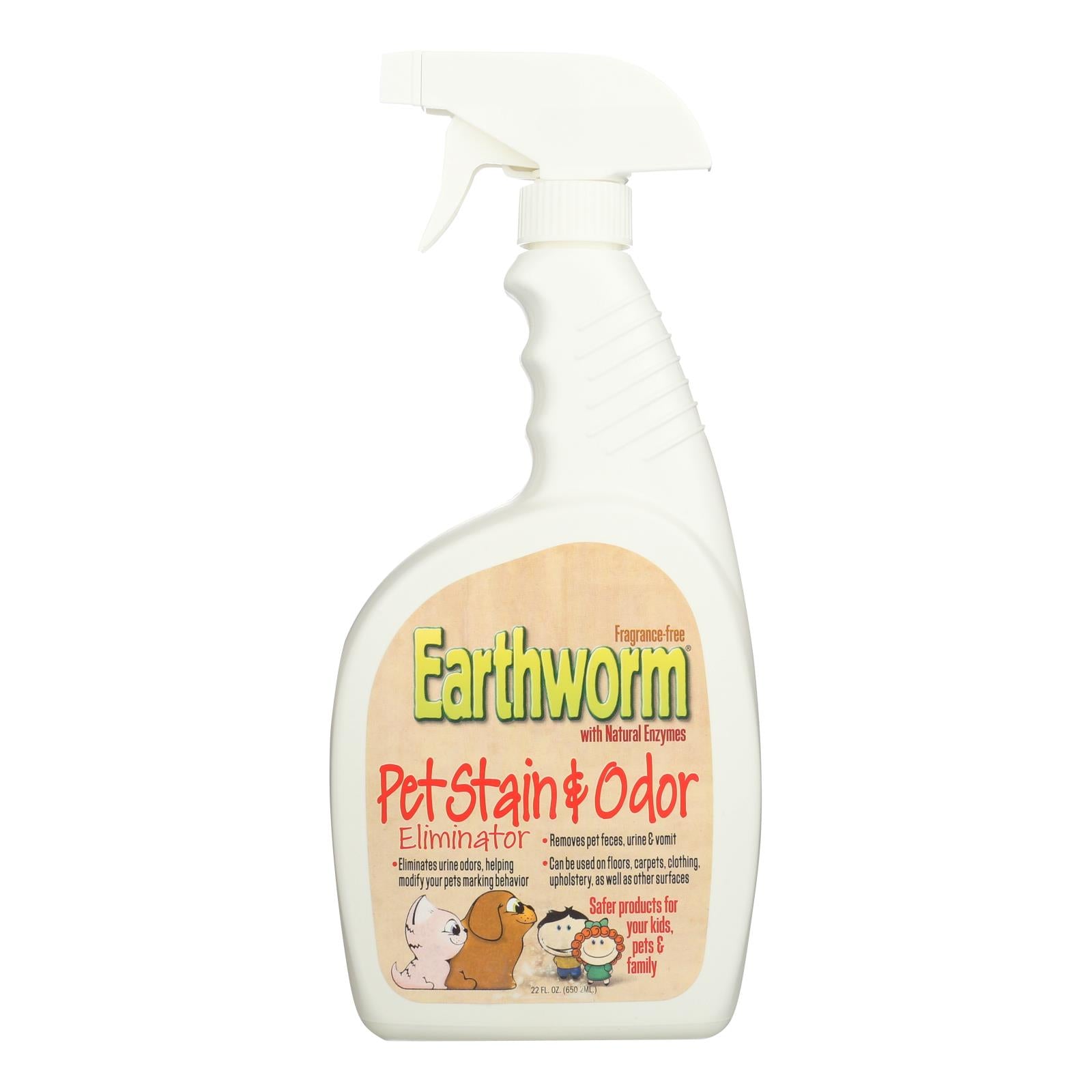 Earthworm, Earthworm Pet Stain and Odor Eliminator - Case of 6 - 32 FL oz. (Pack of 6)