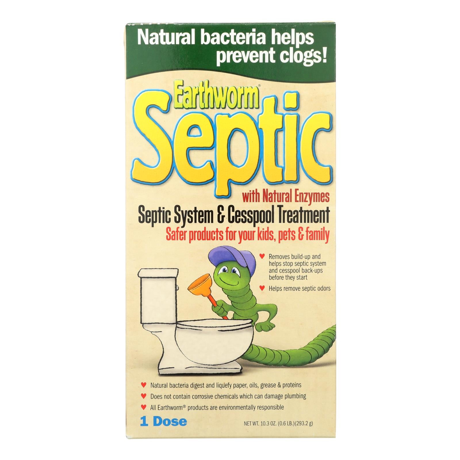 Earthworm, Earthworm Septic System Treatment - Case of 6 - 10.3 FL oz. (Pack of 6)