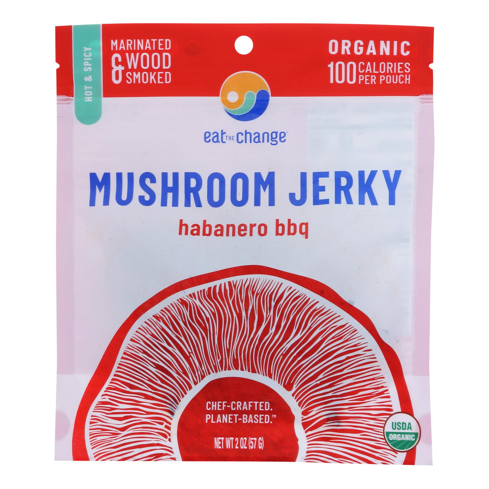 Eat The Change, Eat The Change - Mushroom Jrky Habnro Bbq - Case of 8-2 OZ (Pack of 8)