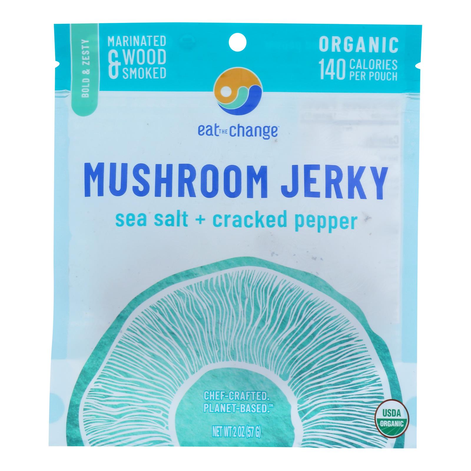 Eat The Change, Eat The Change - Mushroom Jrky Sea Salt Peppr - Case of 8-2 OZ (Pack of 8)