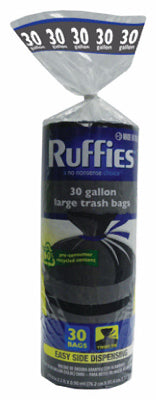 RUFFIES, Eco-Choice Outdoor Trash Bags, Twist Tie, 30-Gal., 30-Ct.