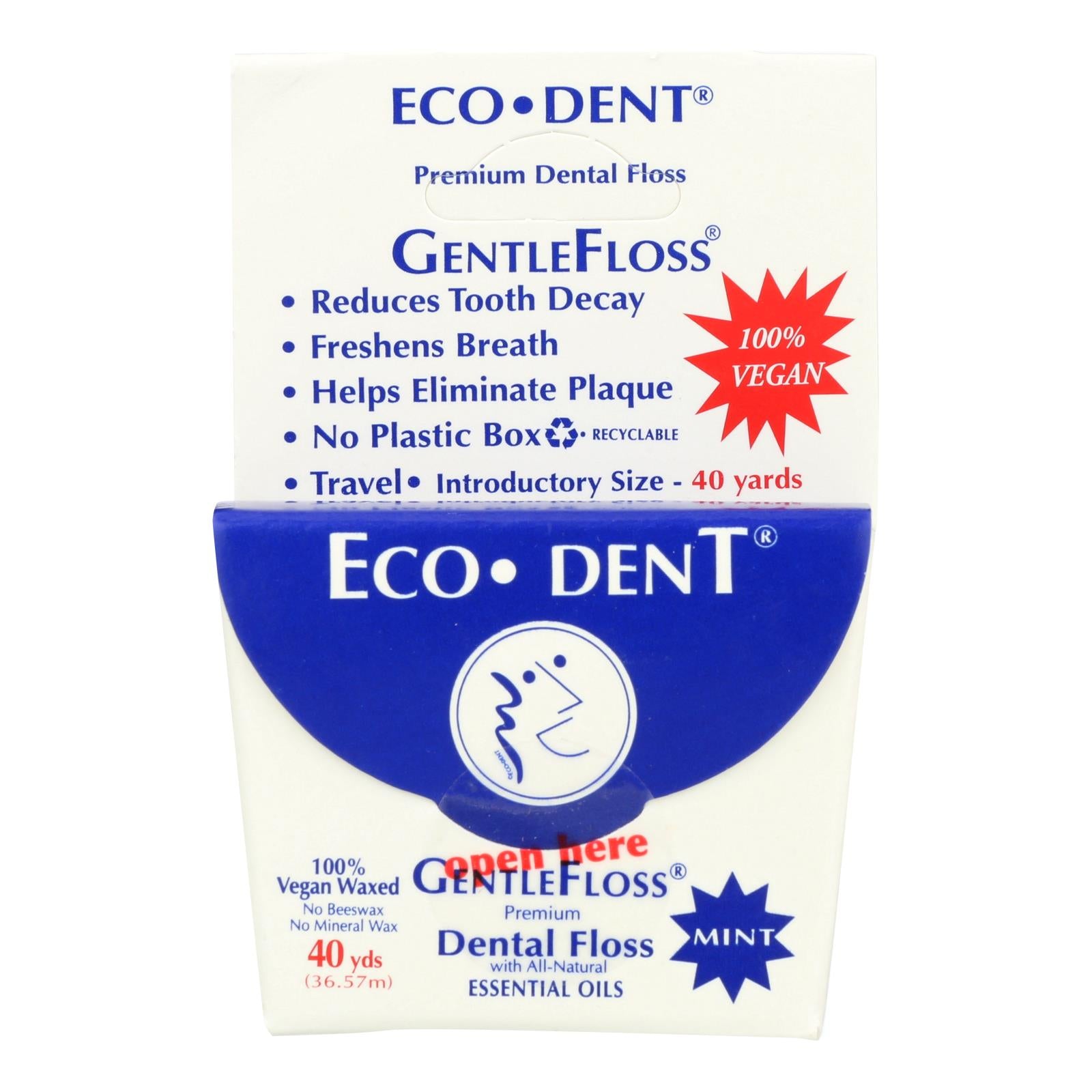 Eco-Dent, Eco-Dent Gentle Floss - Mint 40 - Case of 6 - 40 Yds (Pack of 6)