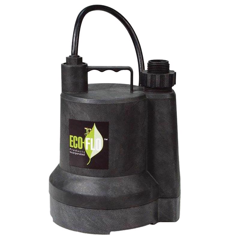 ECO-FLO PRODUCTS INC, Eco-Flo SUP Series 1/4 HP 1980 gph Thermoplastic Switchless Switch Manual Submersible Utility Pump