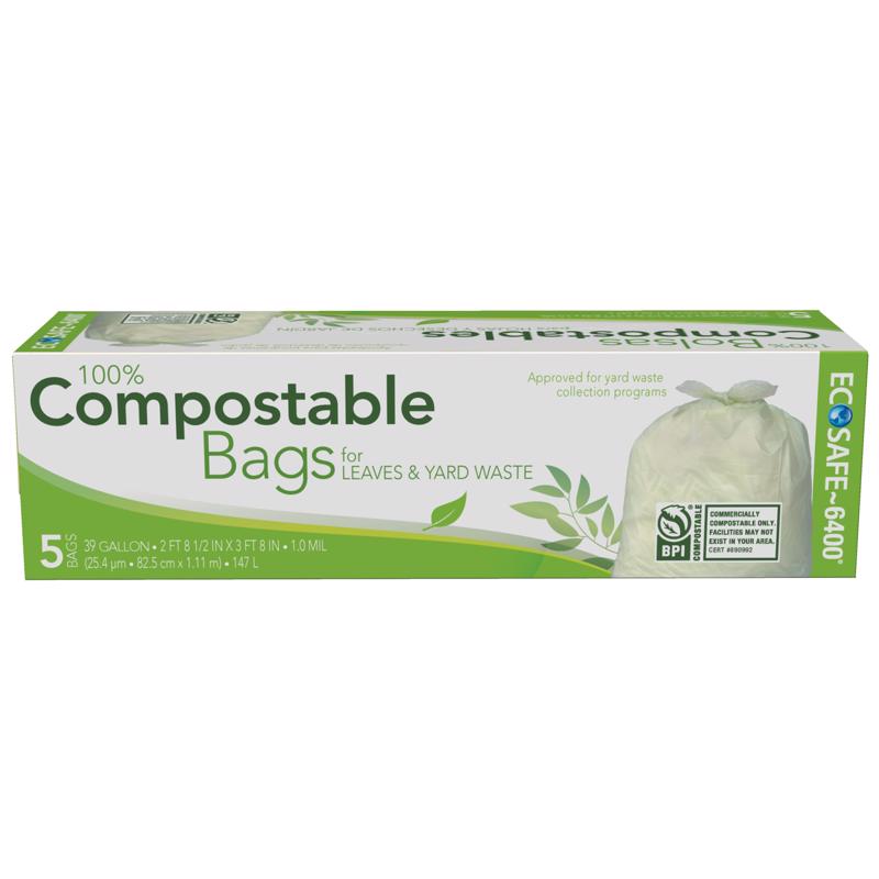 PRESTO PRODUCTS COMPANY, Eco-Safe Compostable 39 gal Lawn & Leaf Bags Twist Tie 5 pk