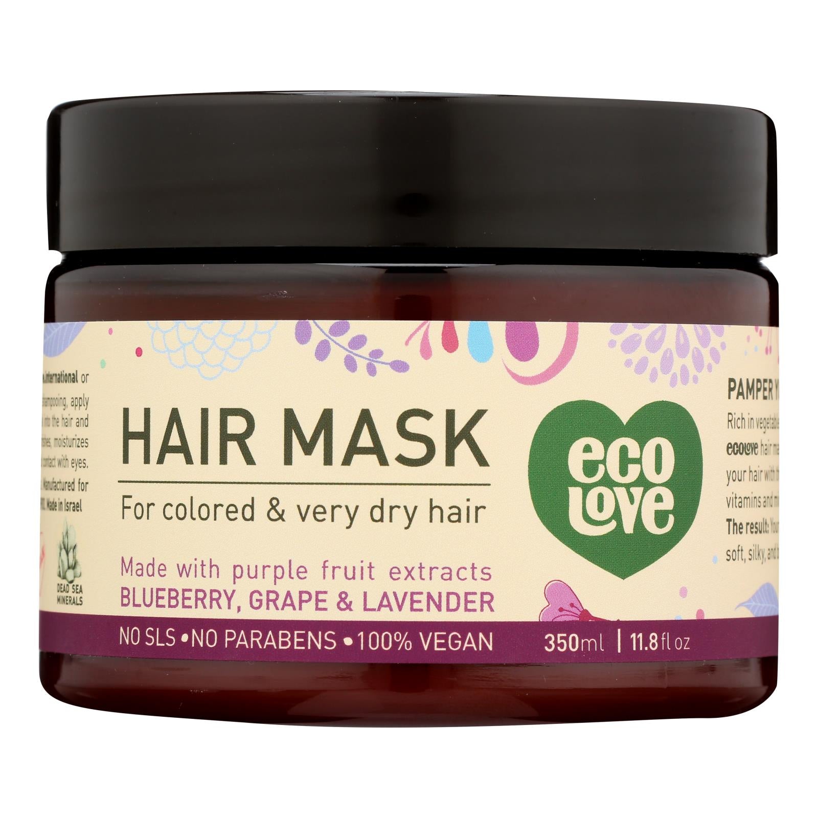 Ecolove, Ecolove Hair Mask - Purple Fruit Hair Mask For Colored and Very Dry Hair  - Case of 1 - 11.8 oz.