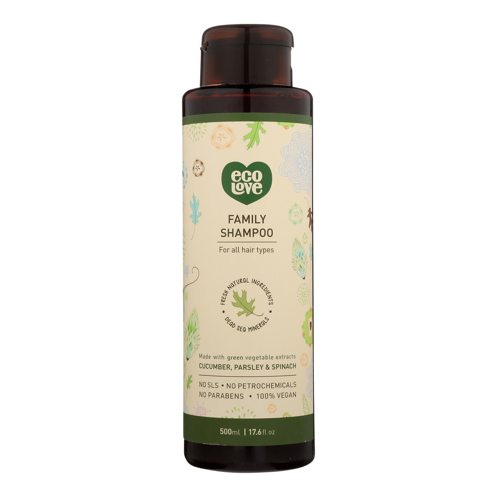 Ecolove, Ecolove Shampoo - Green Vegetables Family Shampoo For All Hair Types - Case of 1 - 17.6 fl oz.