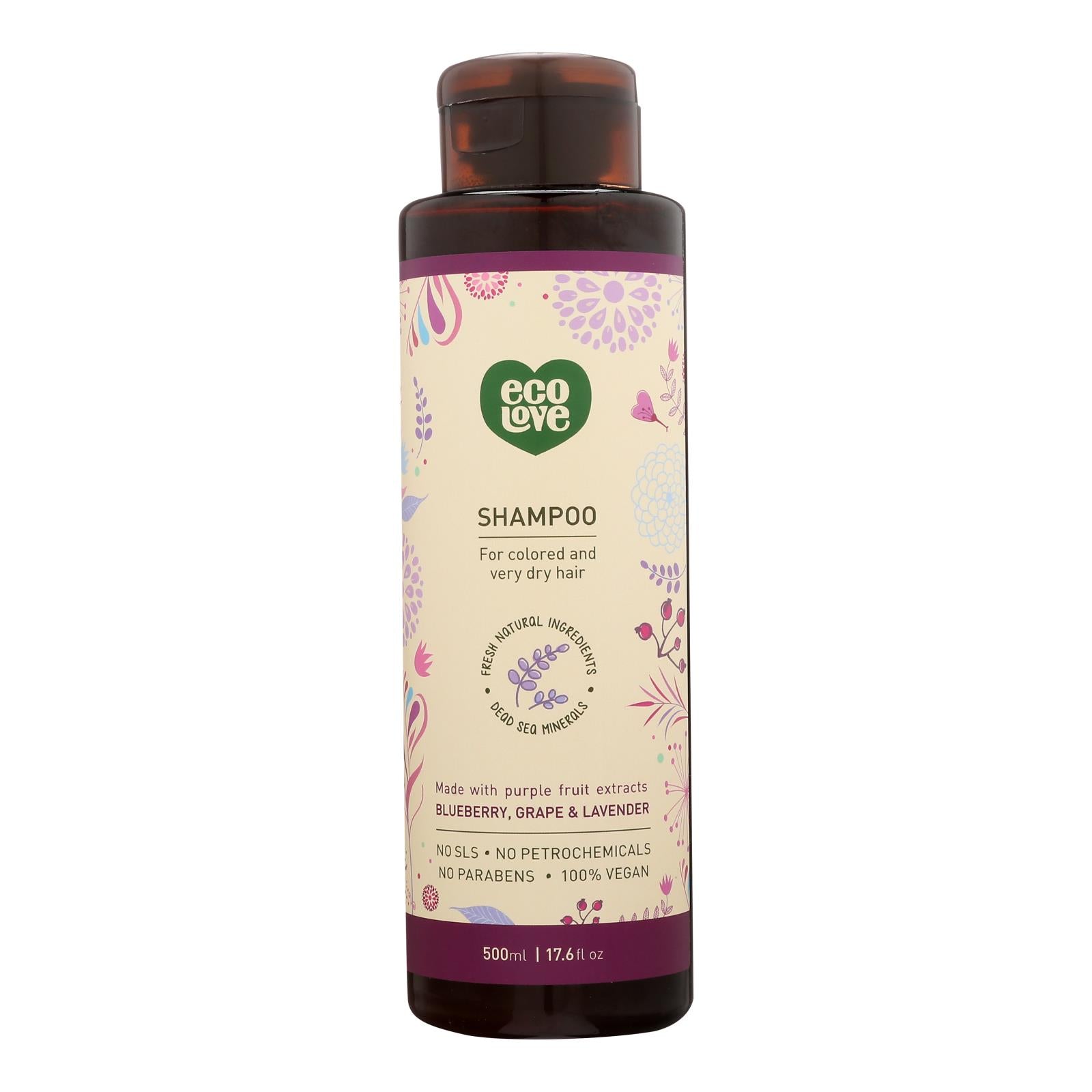 Ecolove, Ecolove Shampoo - Purple Fruit Shampoo For Colored and Very Dry Hair  - Case of 1 - 17.6 fl oz.