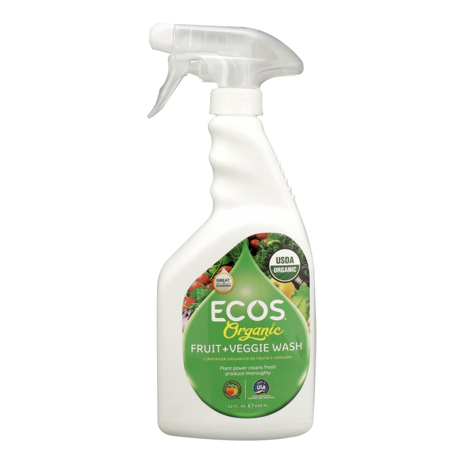 Ecos, Ecos - Spray Fruit Veggie Wash - Case of 6 - 22 FZ (Pack of 6)