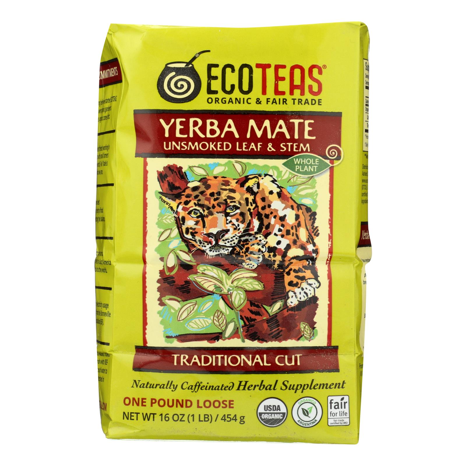 Ecoteas, Ecoteas Organic Loose Yerba Mate - Traditional Cut - Case of 6 - 1 lb. (Pack of 6)