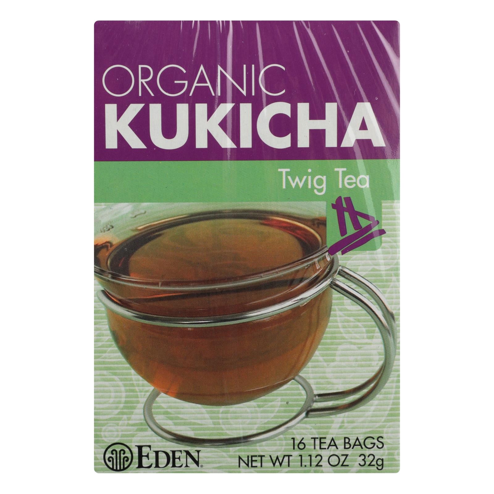 Eden Foods, Eden Foods 100% Organic Kukicha Twig Tea - Case of 12 - 16 BAG (Pack of 12)