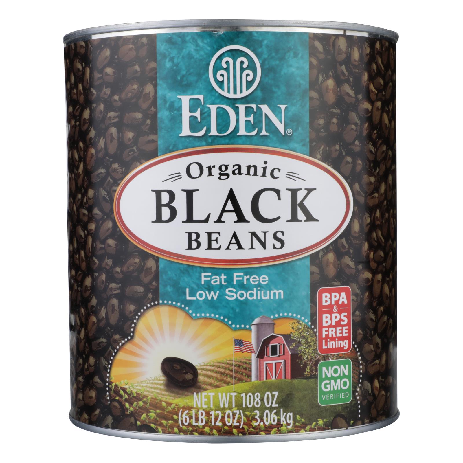 Eden Foods, Eden Foods Black Beans Canned - Case of 6 - 108 oz. (Pack of 6)