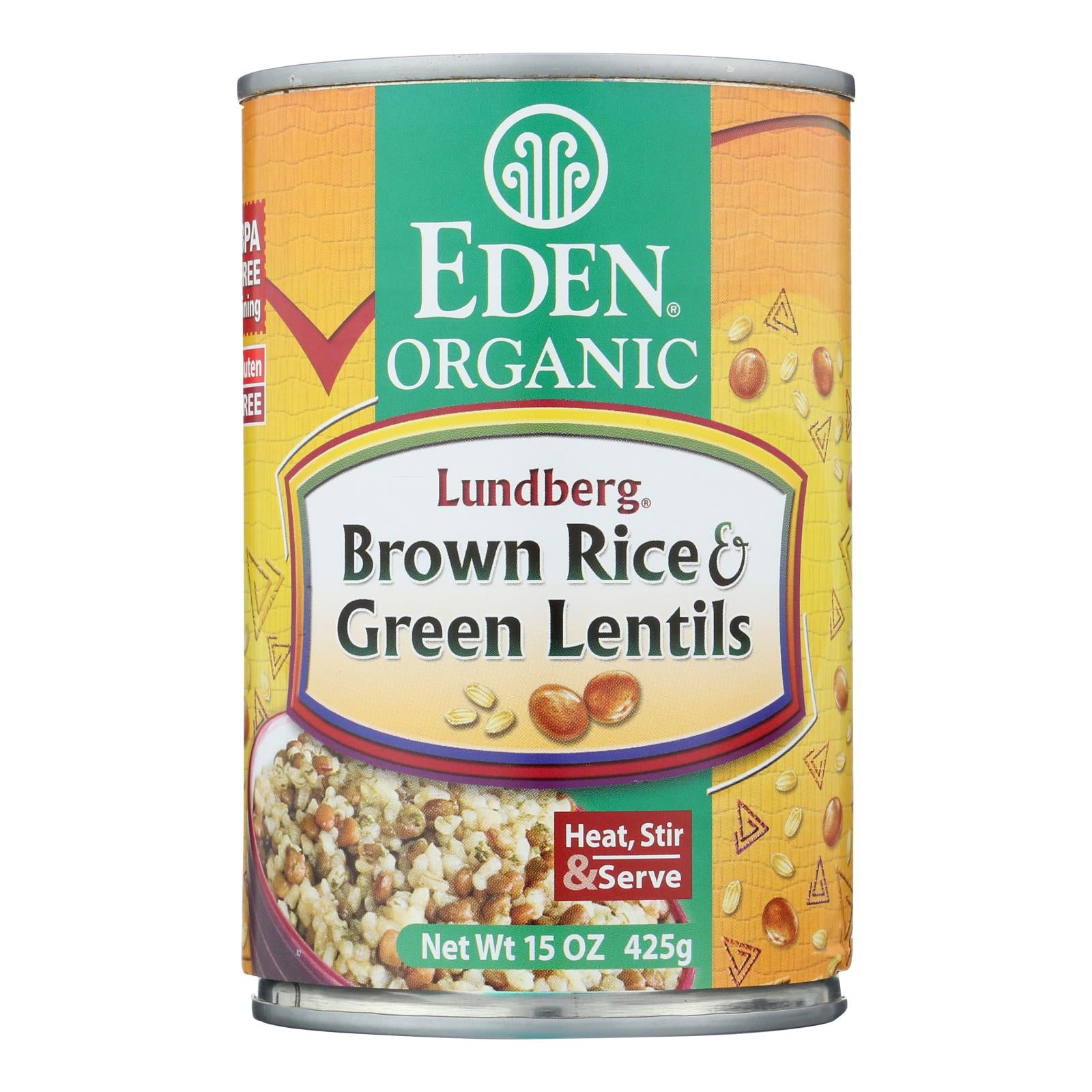 Eden Foods, Eden Foods Brown Rice & Green Lentils - Case of 12 - 15 OZ (Pack of 12)