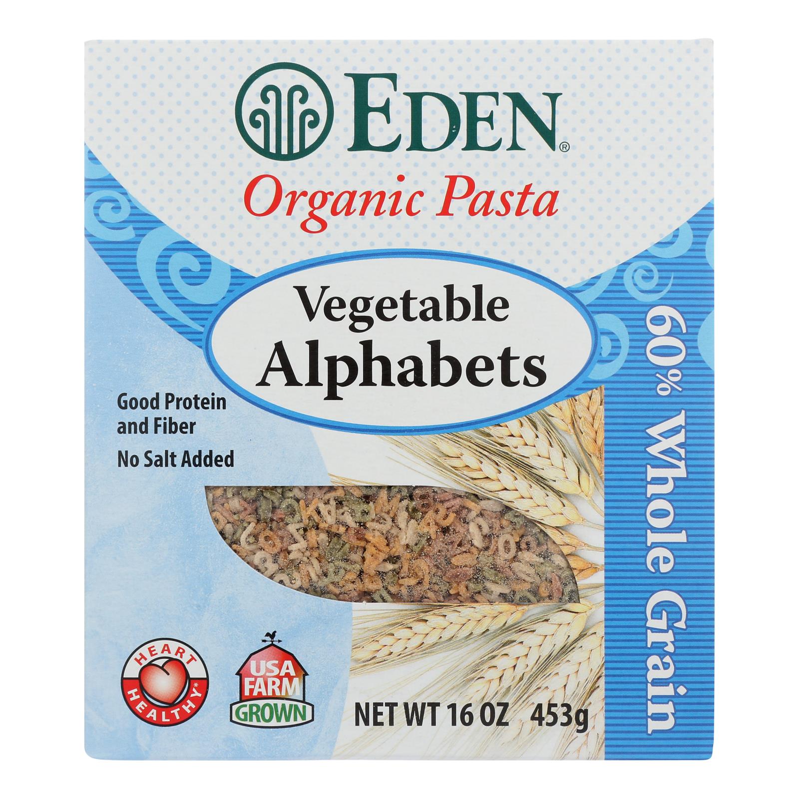 Eden Foods, Eden Foods - Pasta - Vegetable Alphabets - Case of 6 - 16 oz. (Pack of 6)