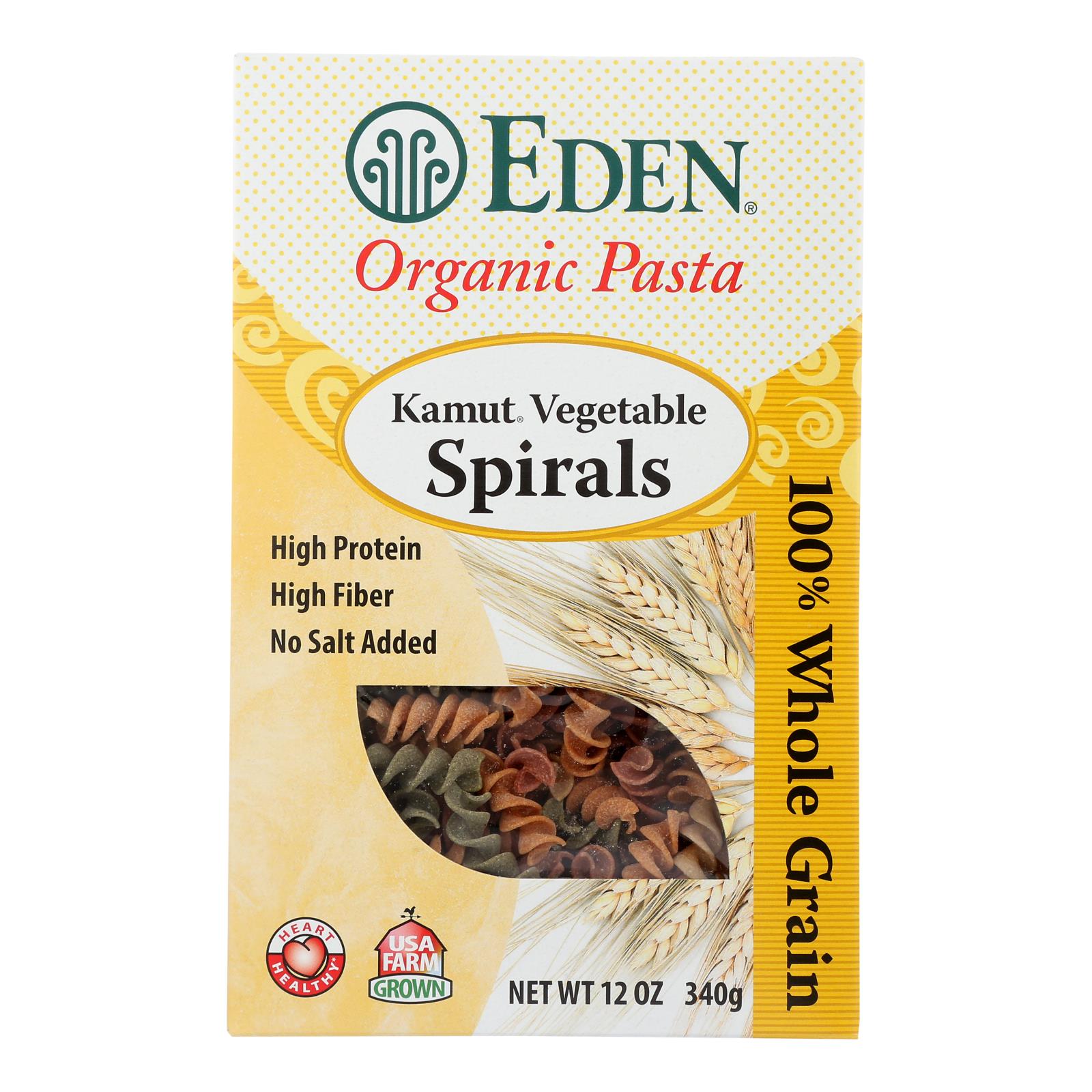 Eden Foods, Eden Foods - Spirals Organic Kamut Vegetable - Case of 6 - 12 OZ (Pack of 6)