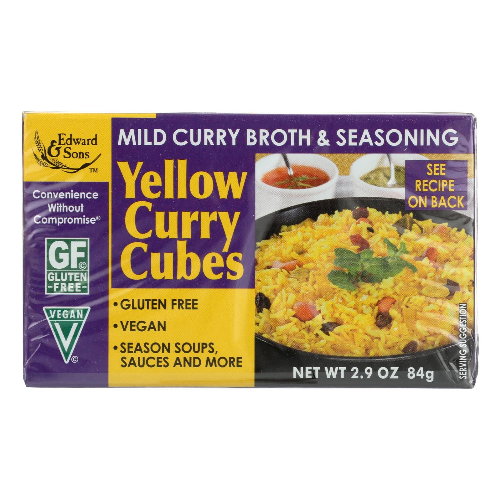 Edward & Sons, Edward & Sons - Bouillon Cubes Curry Yellow - Case of 12-2.9 OZ (Pack of 12)