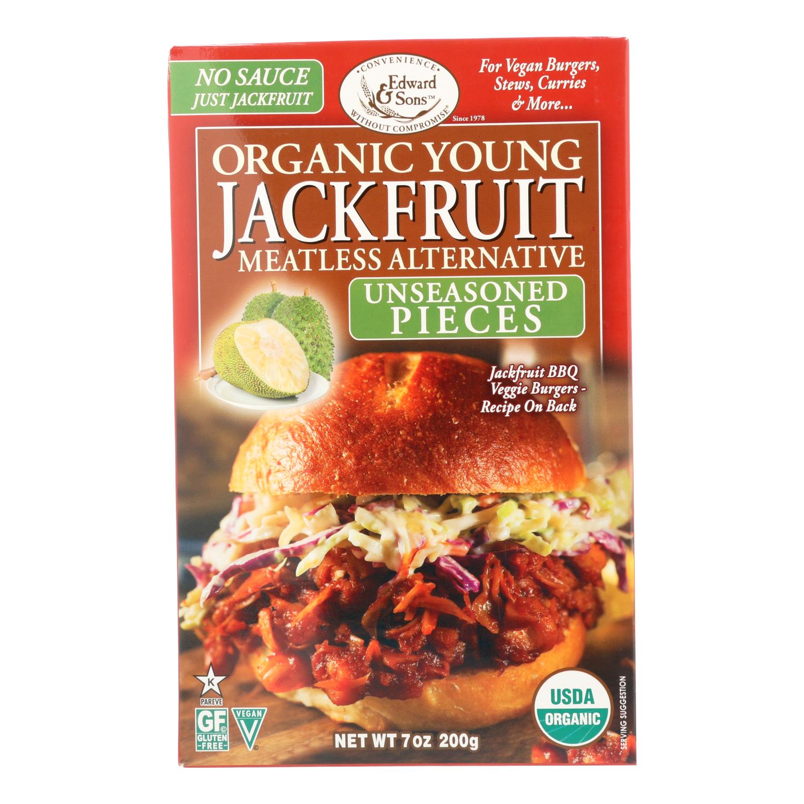 Edward & Sons, Edward & Sons Unseasoned Pieces Organic Young Jackfruit Meatless Alternative  - Case of 6 - 7 OZ (Pack of 6)