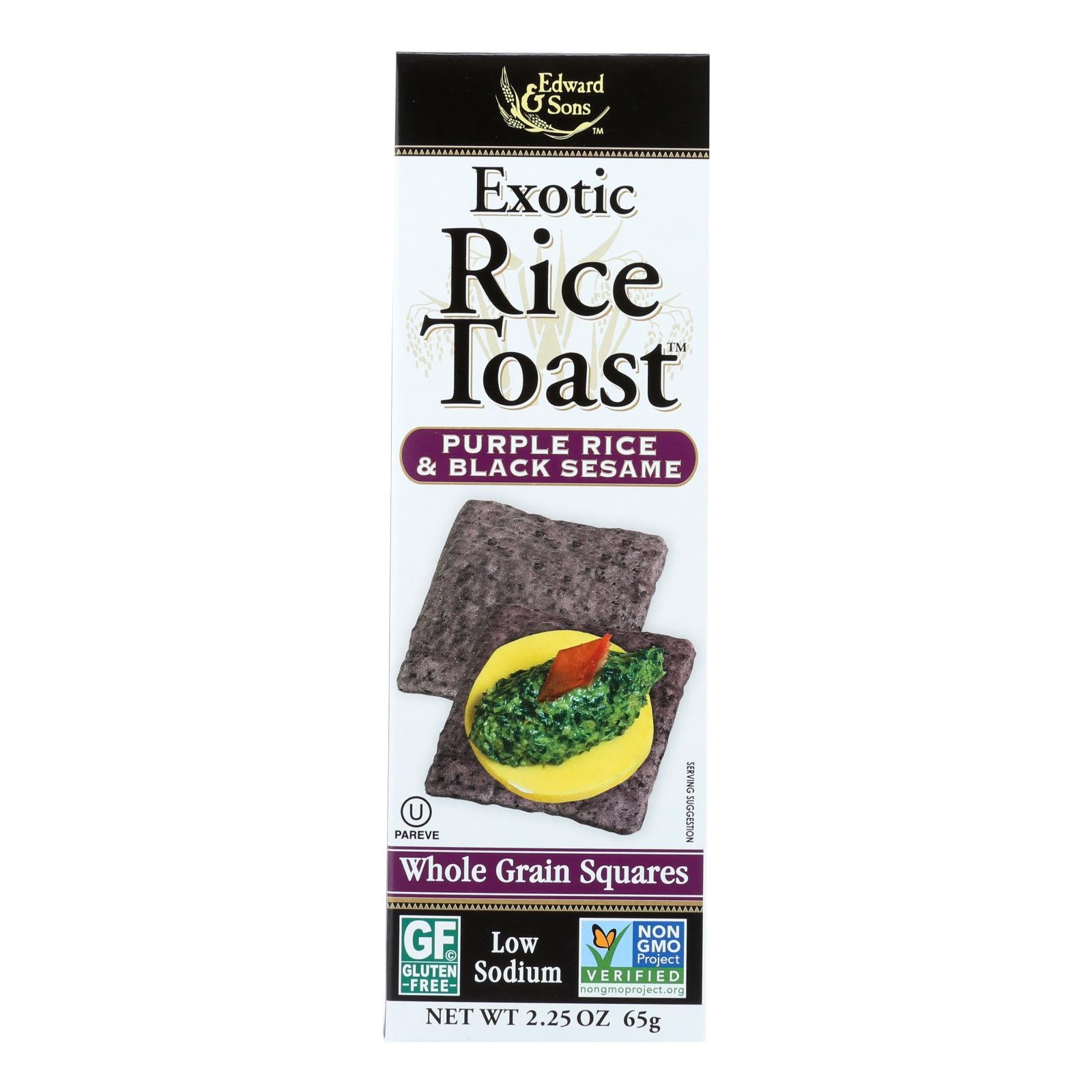 Edward & Sons, Edward and Sons Exotic Rice Toast - Purple Rice and Black Sesame - Case of 12 - 2.25 oz. (Pack of 12)