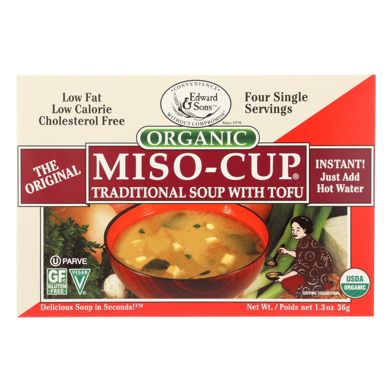 Edward & Sons, Edward and Sons Organic Traditional Miso - Cup - Case of 12 - 1.3 oz. (Pack of 12)