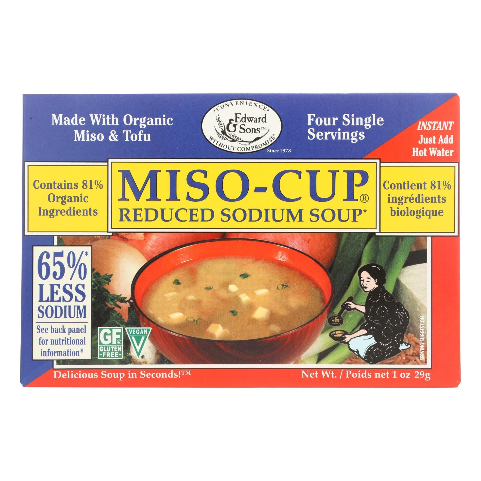 Edward & Sons, Edward and Sons Reduced Sodium Miso - Cup - Case of 12 - 1 oz. (Pack of 12)