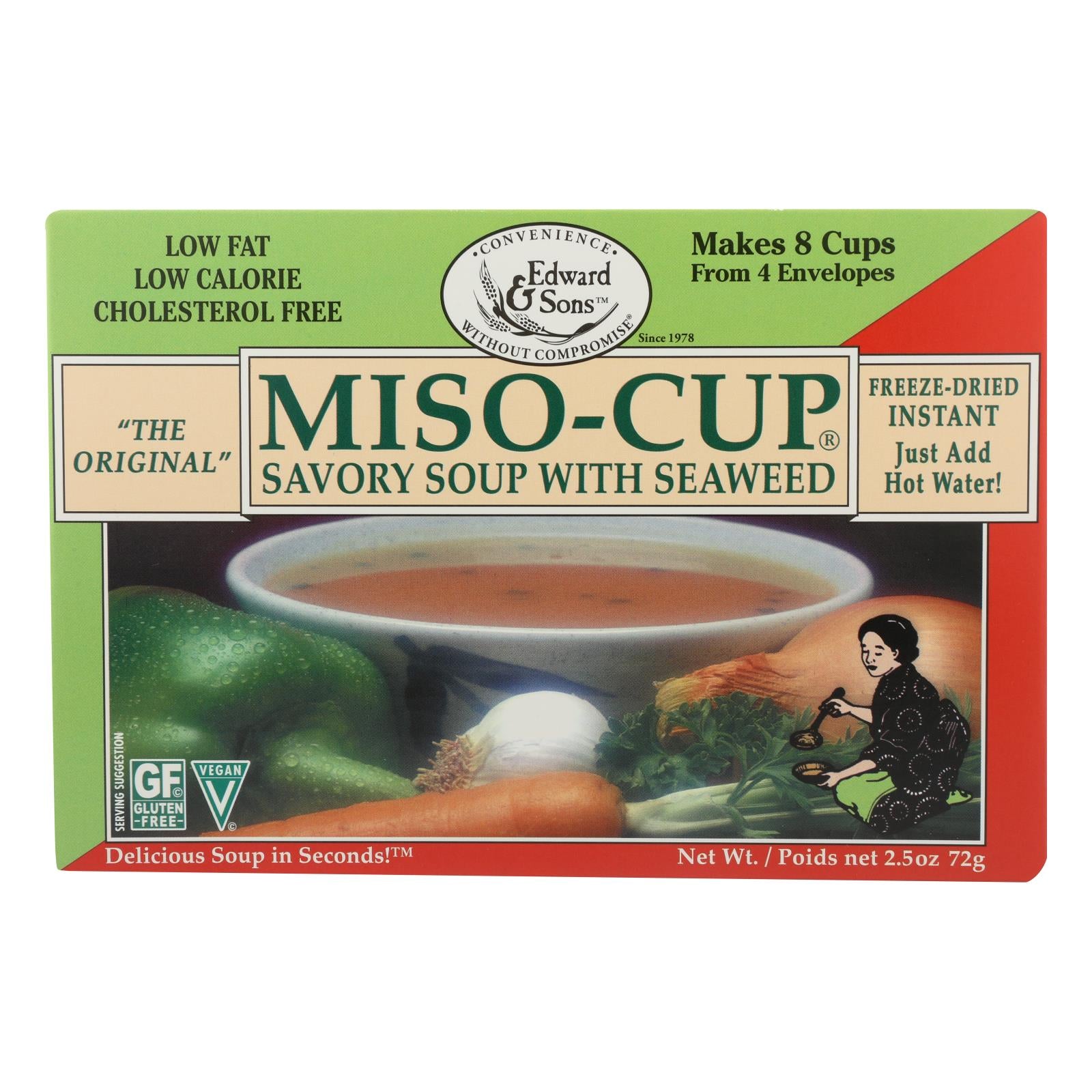 Edward & Sons, Edward and Sons Seaweed Miso - Cup - Case of 12 - 2.5 oz. (Pack of 12)