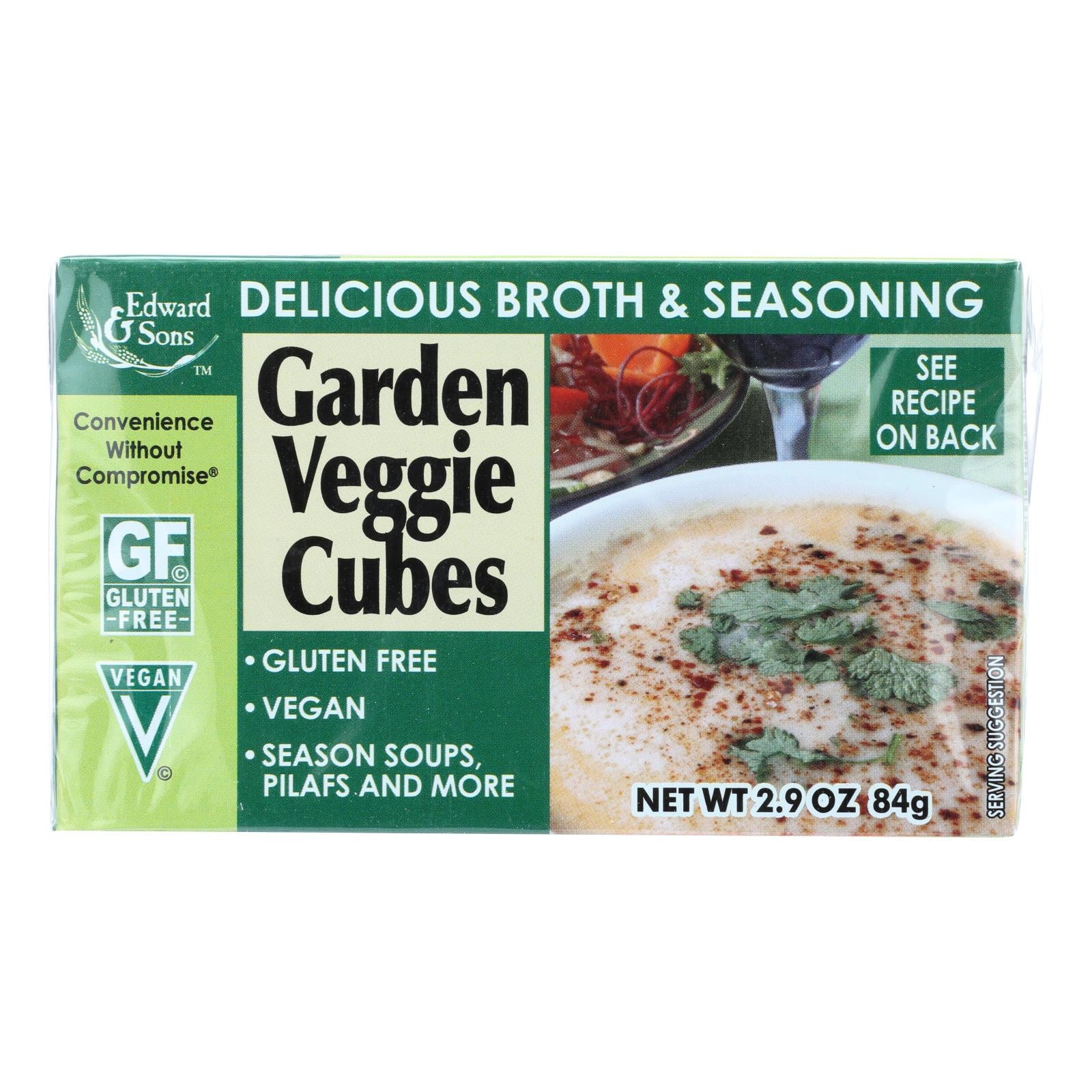 Edward & Sons, Edwards and Sons Natural Bouillon Cubes - Garden Veggie - 2.9 oz - Case of 12 (Pack of 12)