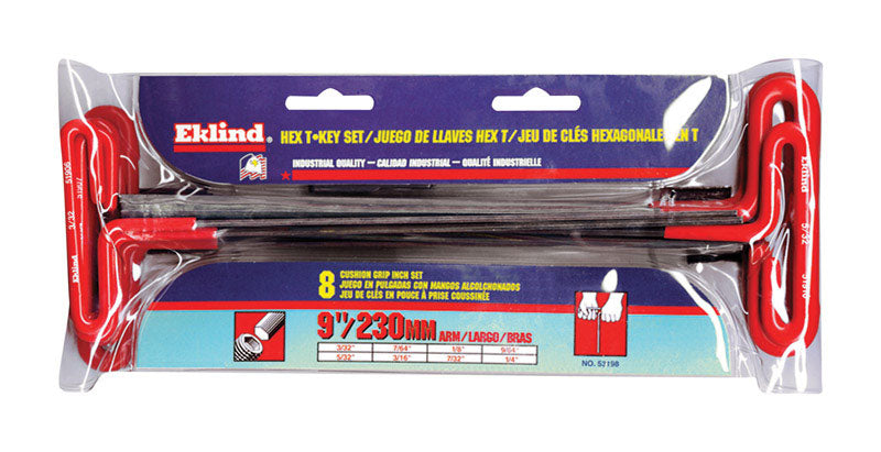 Eklind Tool, Eklind 3/32 to 1/4 in. SAE T-Handle Hex Key Set 8 pc