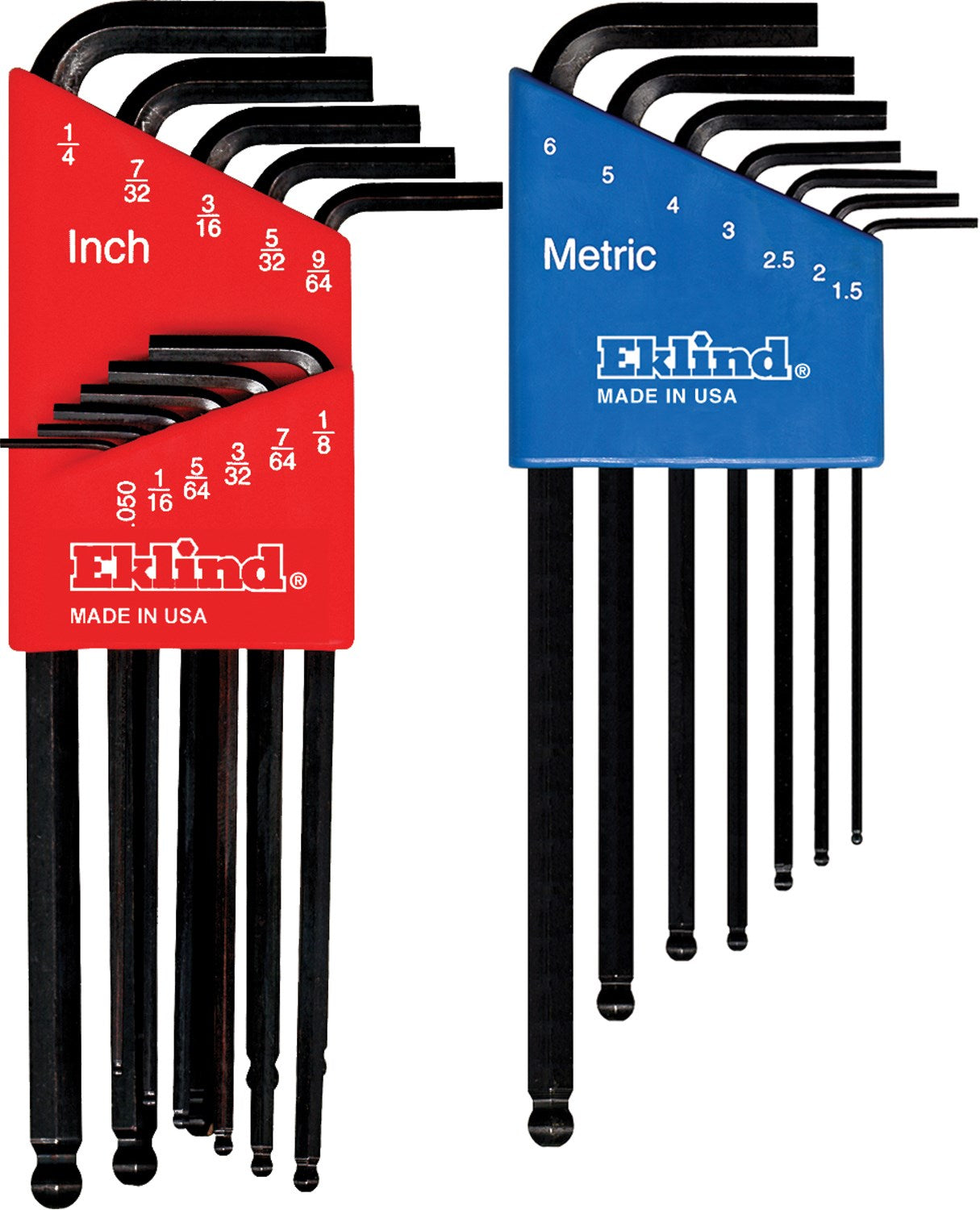 EKLIND TOOL CO, Eklind Ball-Hex-L Assorted Metric and SAE Long Arm Ball End Hex Key Set 18 pc