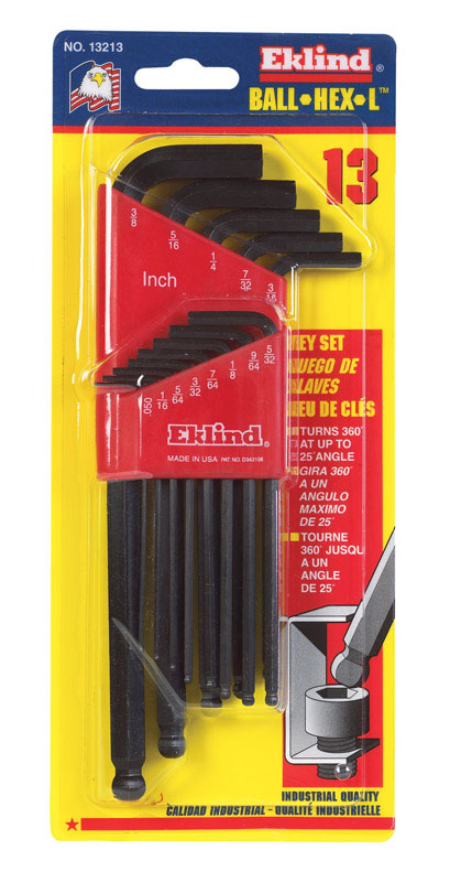 EKLIND TOOL CO, Eklind Ball-Hex-L SAE Long Arm Ball End Hex L-Key Set 13 pc