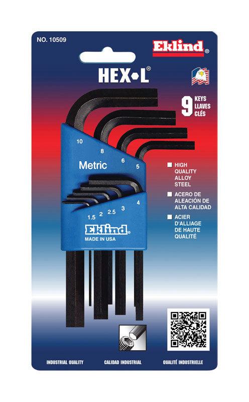 EKLIND TOOL CO, Eklind Hex-L Metric Short Arm Hex L-Key Set 9 pc