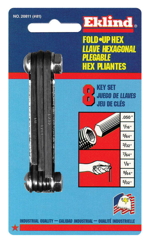 EKLIND TOOL CO, Eklind SAE Fold-Up Hex Key Set 8 pc