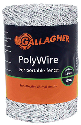 Gallagher North America, Electric Fence Polywire, Ultra White, 1/16-In. x 656-Ft.