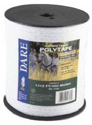 Dare Products Inc, Electric Fence Tape, White Poly & 5-Wire Stainless Steel, .5-In. x 1,312-Ft.