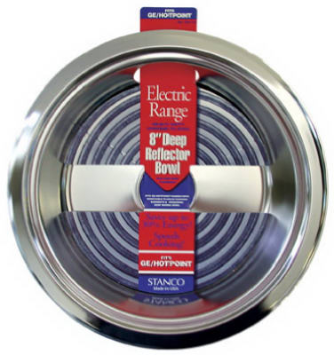 Stanco Metal Prod, Electric Range Reflector Bowl, Deep Inset, Chrome, 8-In.