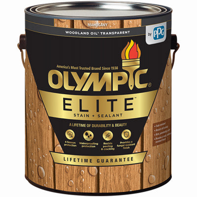 Olympic/Ppg Architectural Fin, Elite Woodland Oil Stain & Sealant, Exterior, Mahogany, 1-Gallon