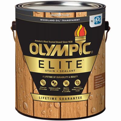 Olympic/Ppg Architectural Fin, Elite Woodland Oil Stain & Sealant, Exterior, Mountain Cedar, 1-Gallon