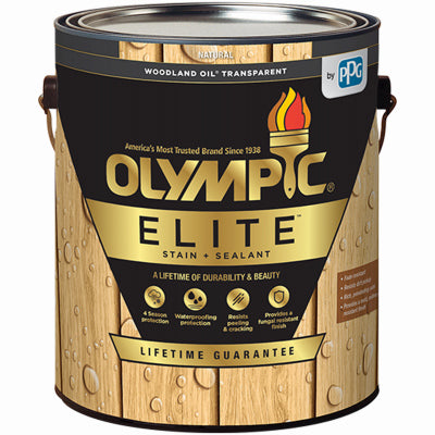 Olympic/Ppg Architectural Fin, Elite Woodland Oil Stain & Sealant, Exterior, Natural, 1-Gallon