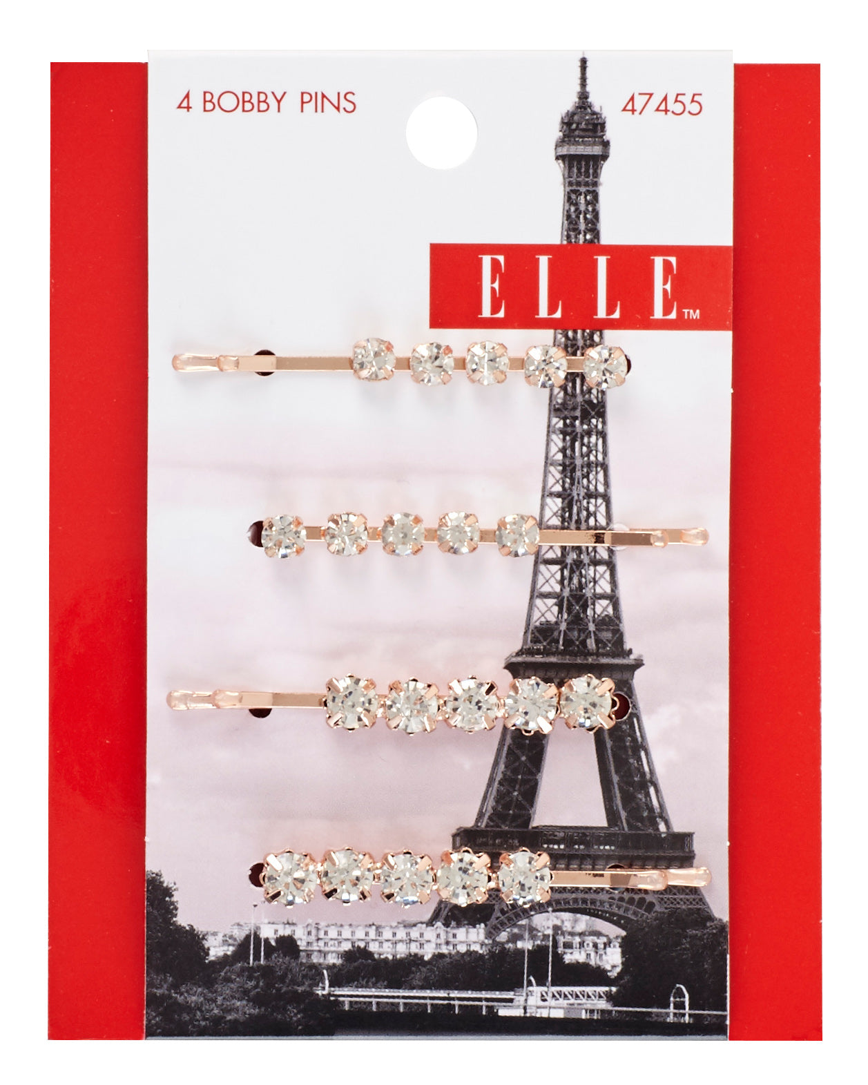 Elle, Elle 47455 Pink Rose Gold & Rhinestone Bobby Pins Assortment (Pack of 3)