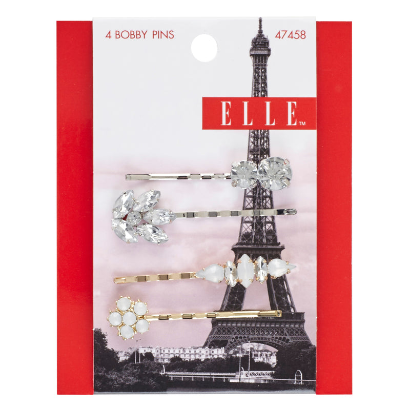 JENSEN DISTRIBUTIONS SERVICES, Elle Assortment Rhinestone Flower Bobby Pins (Pack of 3)