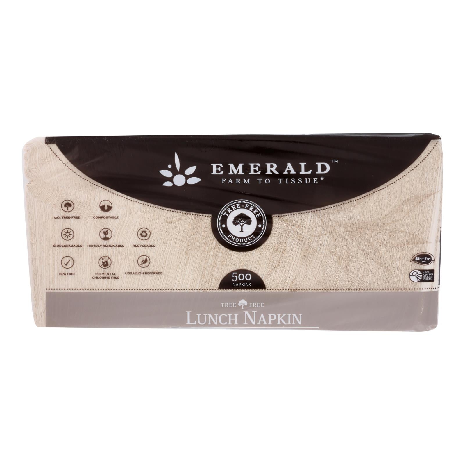 Emerald Brand, Emerald Brand - Napkins Lunch 500 Ct - CS of 12-500 CT (Pack of 12)