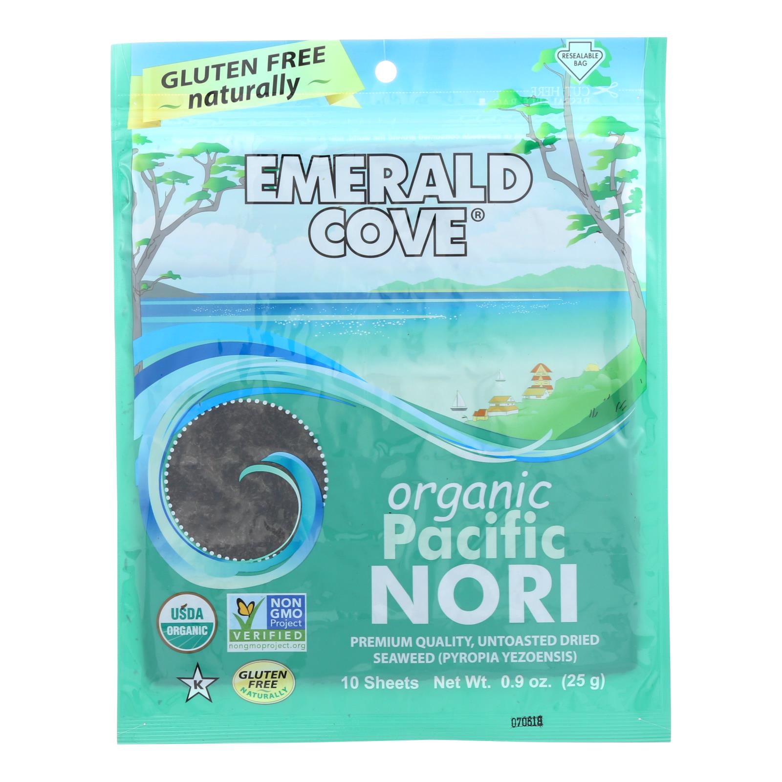 Emerald Cove, Emerald Cove Organic Pacific Nori - Untoasted Hoshi - Silver Grade - .9 oz - Case of 6 (Pack of 6)