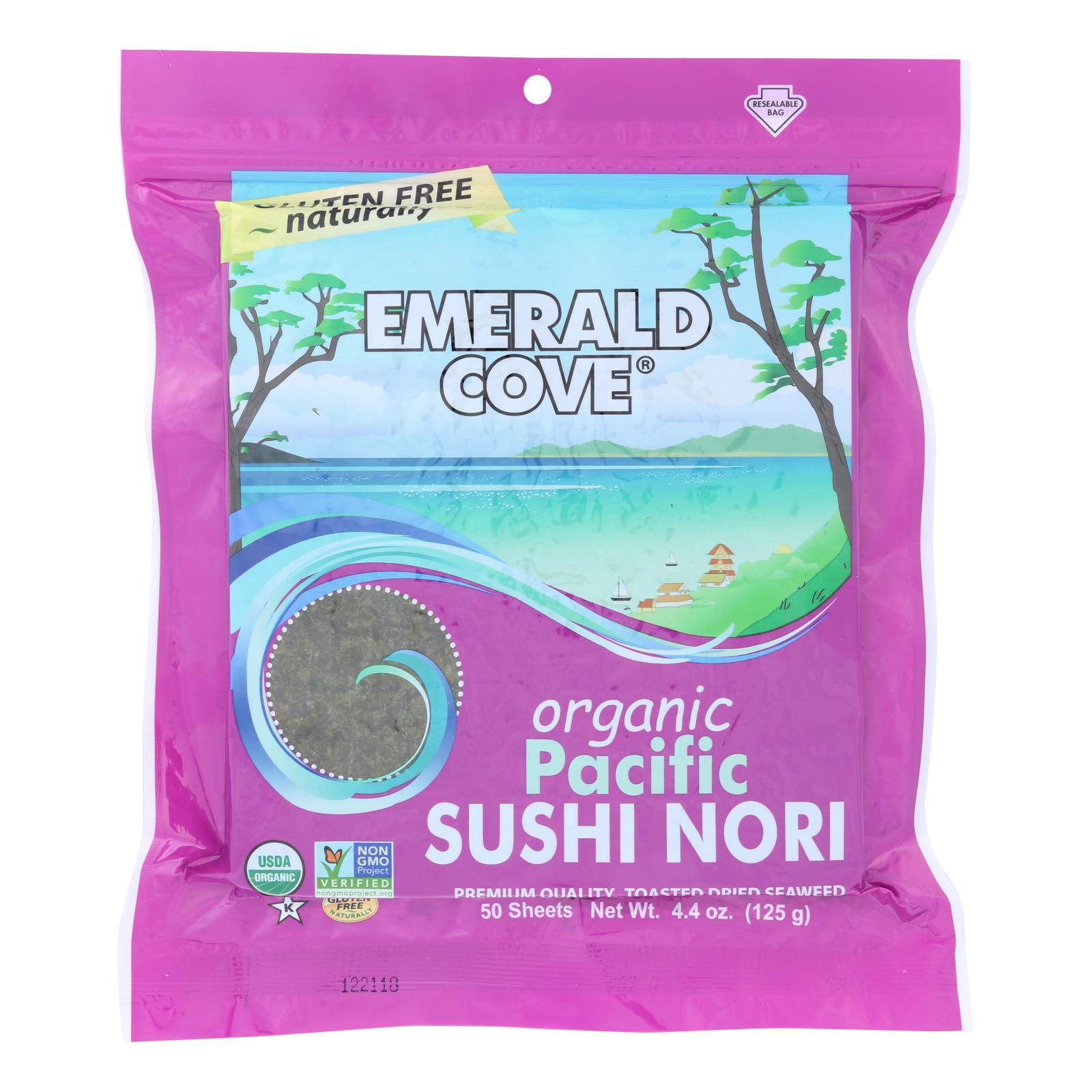 Emerald Cove, Emerald Cove Organic Pacific Sushi Nori - Toasted - Silver Grade - 50 Sheets - Case of 4 (Pack of 4)