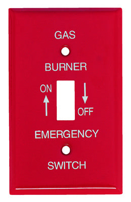 Mulberry, Emergency Gas Burner Wall Plate, 1-Gang, Single-Toggle, Red