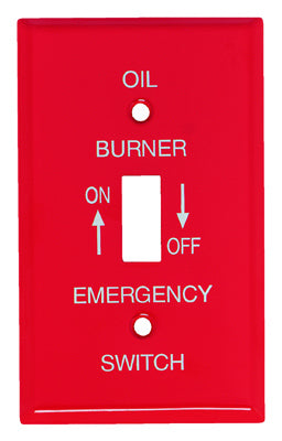 Mulberry, Emergency Oil Burner Wall Plate, 1-Gang, Single-Toggle, Red