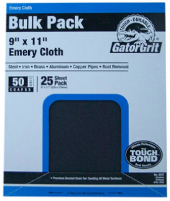 Ali Industries, Emery Cloth, Coarse 50-Grit, 9 x 11-In., 25-Ct.