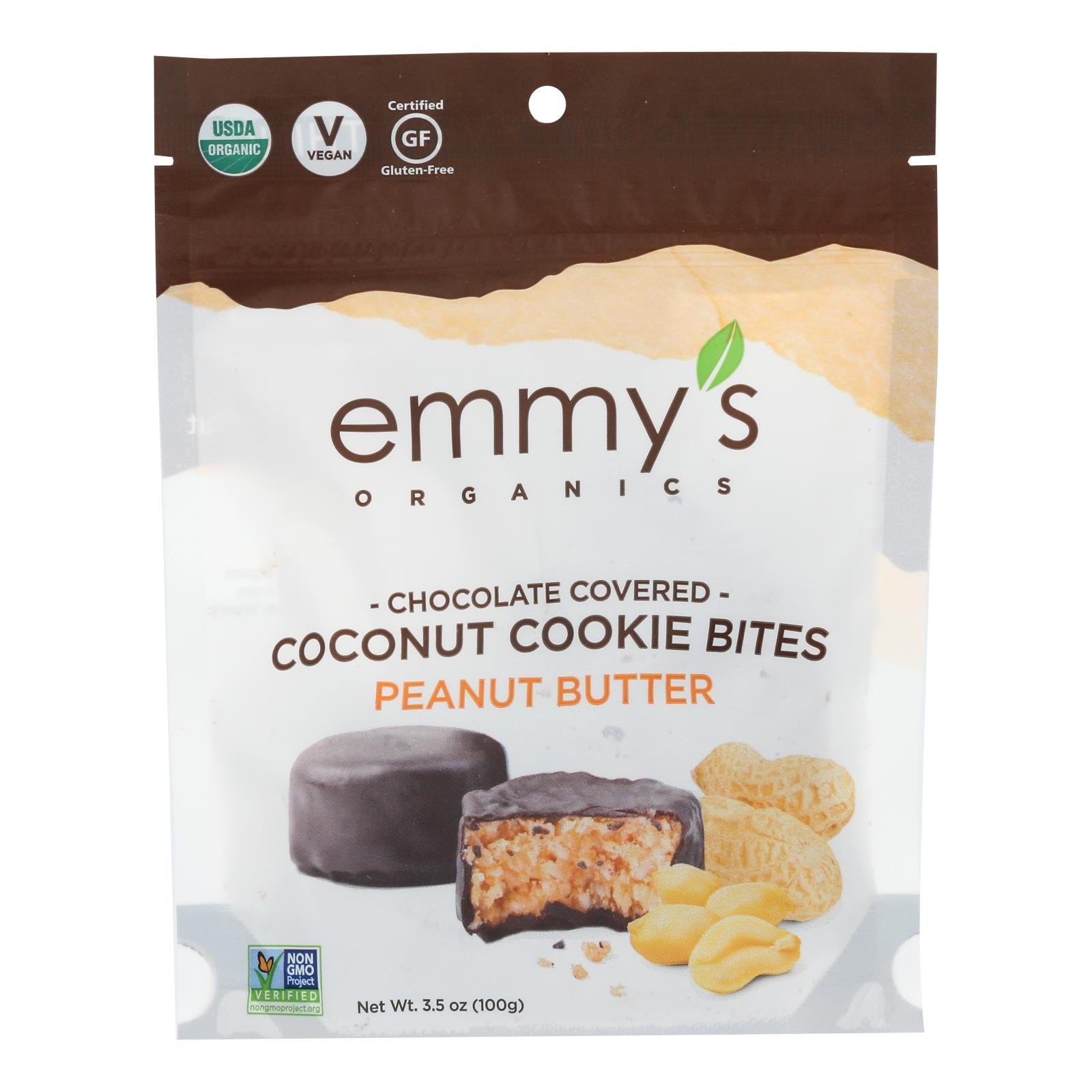 Emmy'S Organics, Emmy's Organics - Bites Chocolate Cvrd Peanut Butter - Case of 6 - 3.5 OZ (Pack of 6)