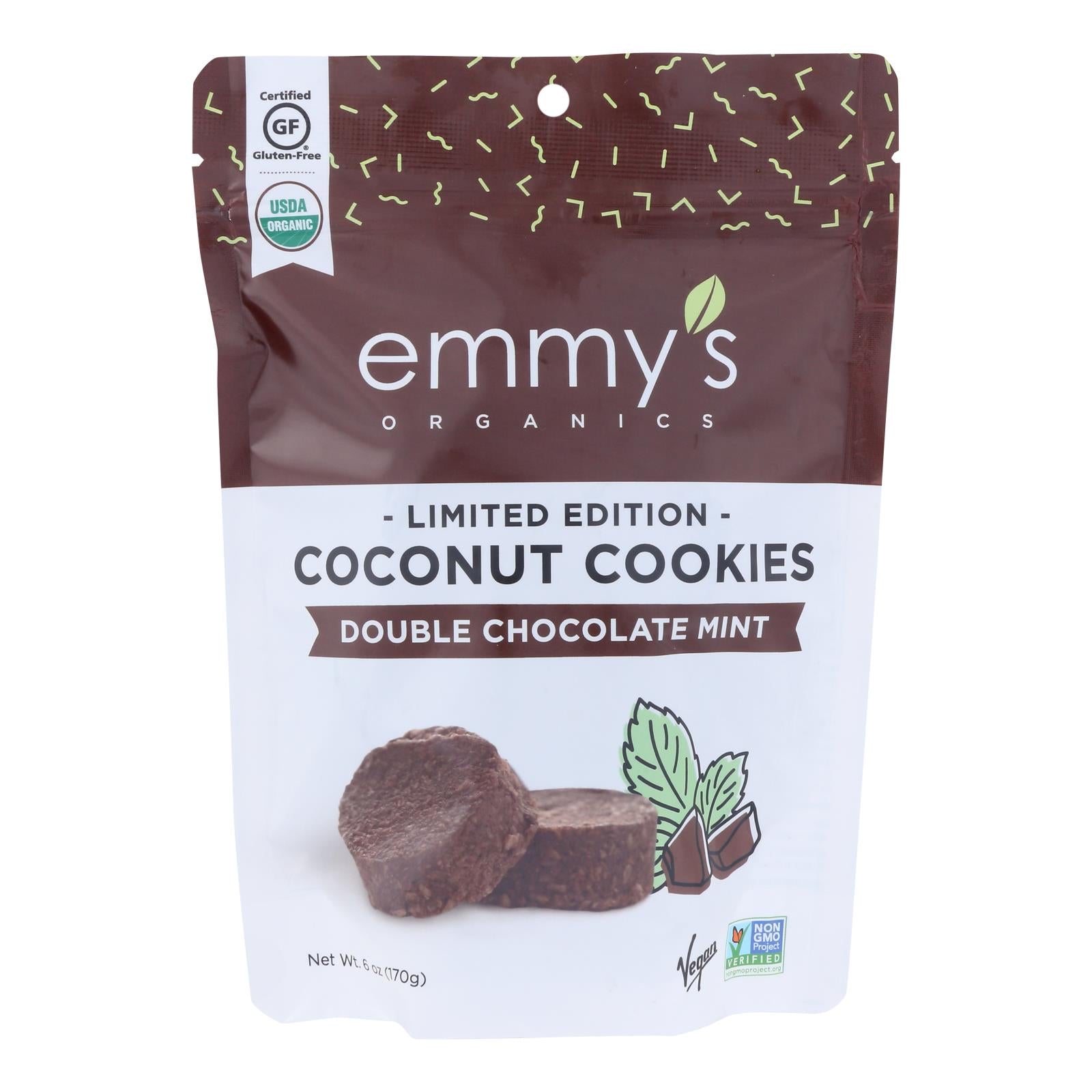 Emmy'S Organics, Emmy's Organics - Cookies Double Chocolate Mint - Case of 8 - 6 OZ (Pack of 8)